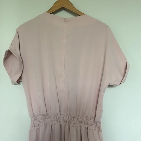 Women's Blush Pink Short-Sleeve Jumpsuit - Picture 7 of 10